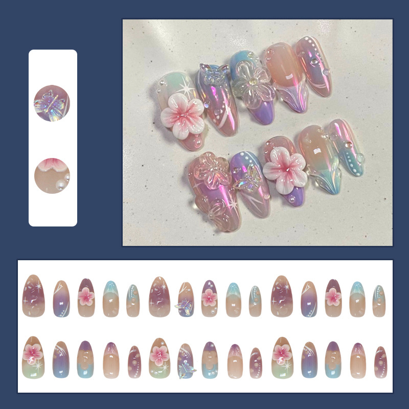 Resin Art Design For Wedding - 30pcs Kuku Palsu 3D Bunga Bintang