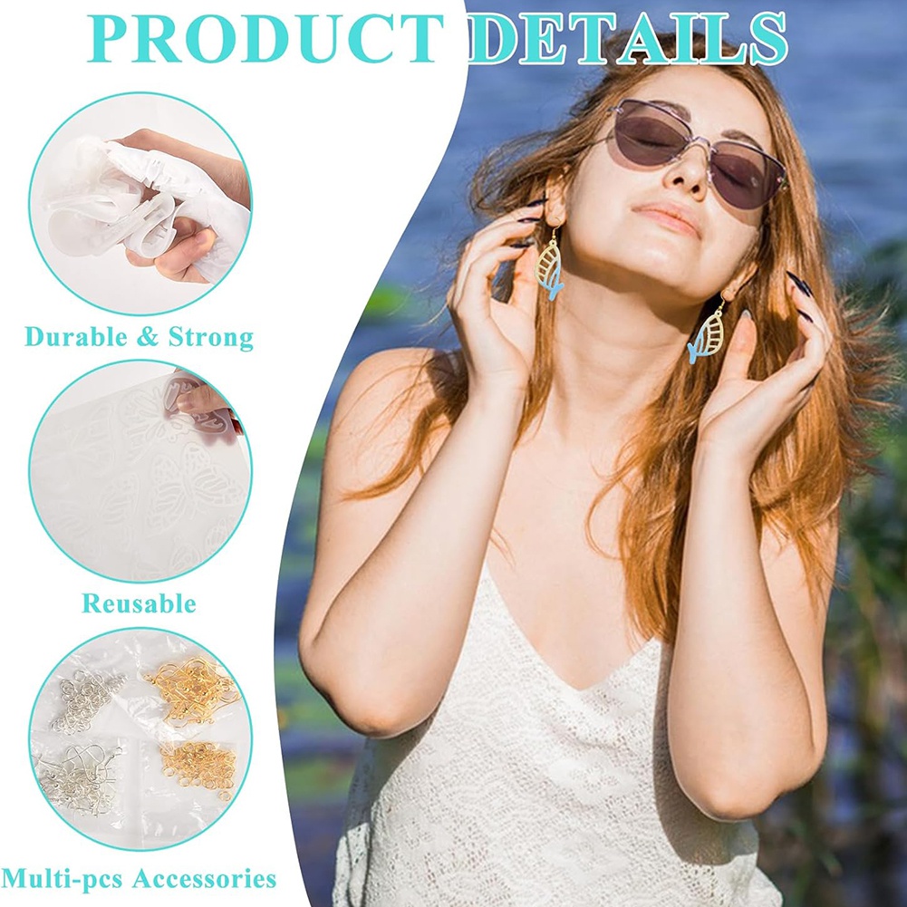 Resin Art Earrings Kit - A78I 143Pcs Kit Cetakan Anting Resin