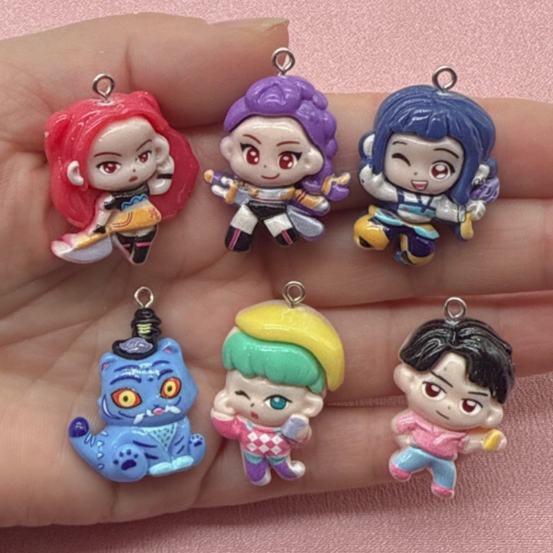 Resin Art Box - 10 buah liontin kartun resin, anting-anting