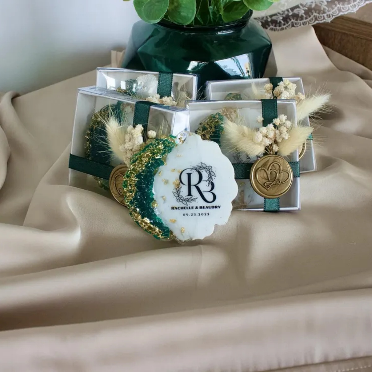 Resin Art Design For Wedding - Magnet Epoxy Pernikahan yang Dipersonalisasi, Hadiah