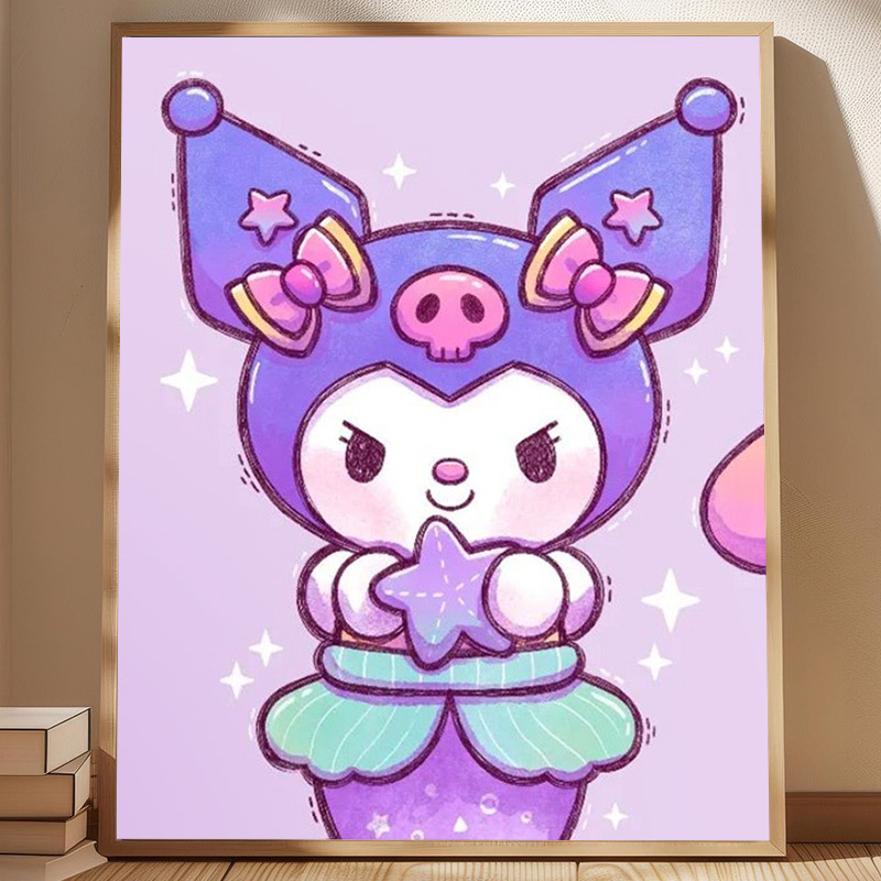 Resin Art Purple - Berlian Persegi Penuh, Tanpa Bingkai, Sanrio