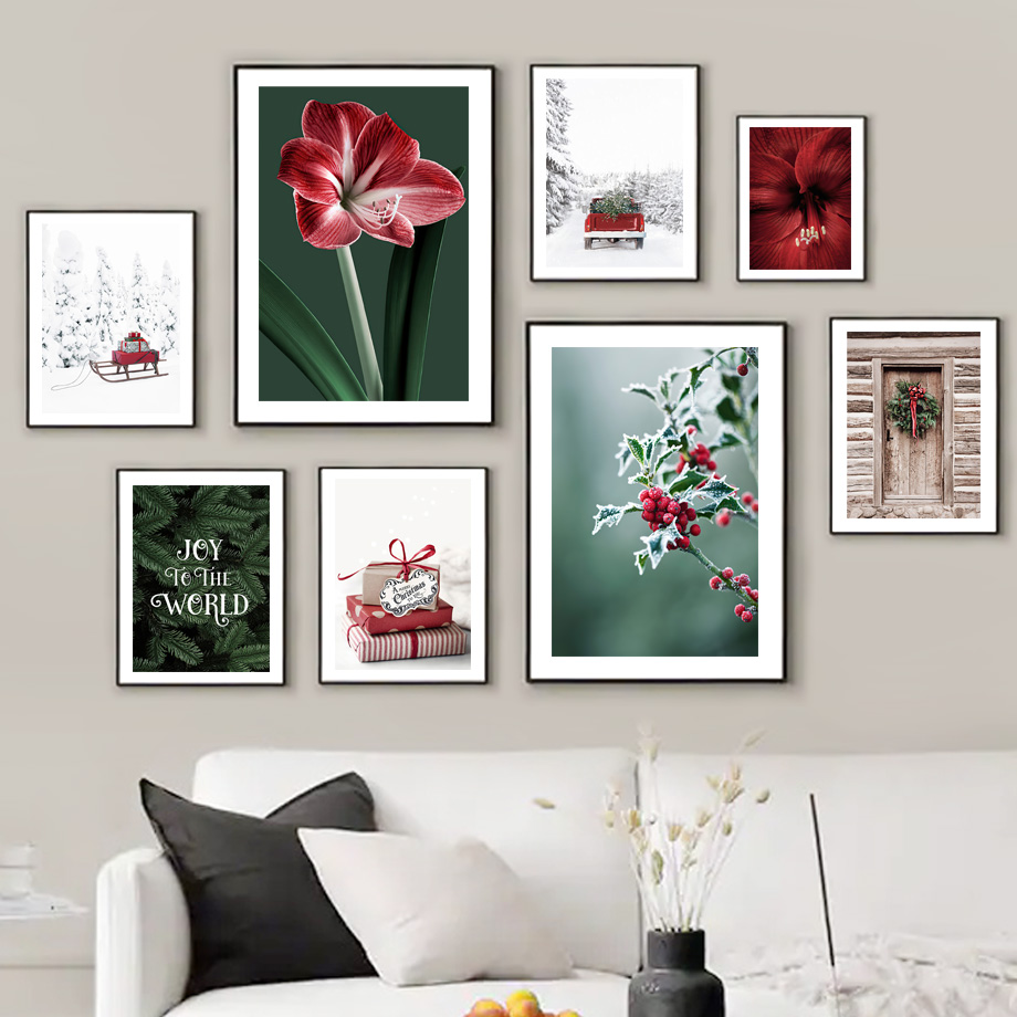 Resin Art Images - Poster Natal Kereta Luncur Merah Marigold