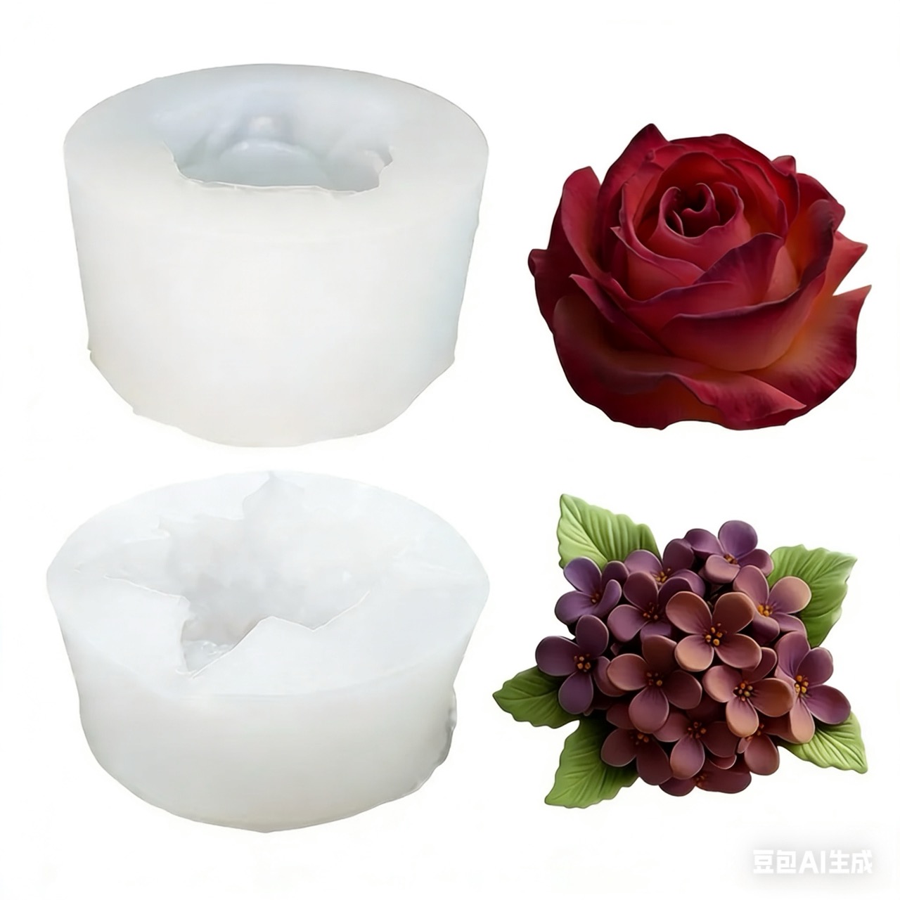 Resin Art Design For Wedding - 2 Buah Cetakan Silikon Bunga Mawar