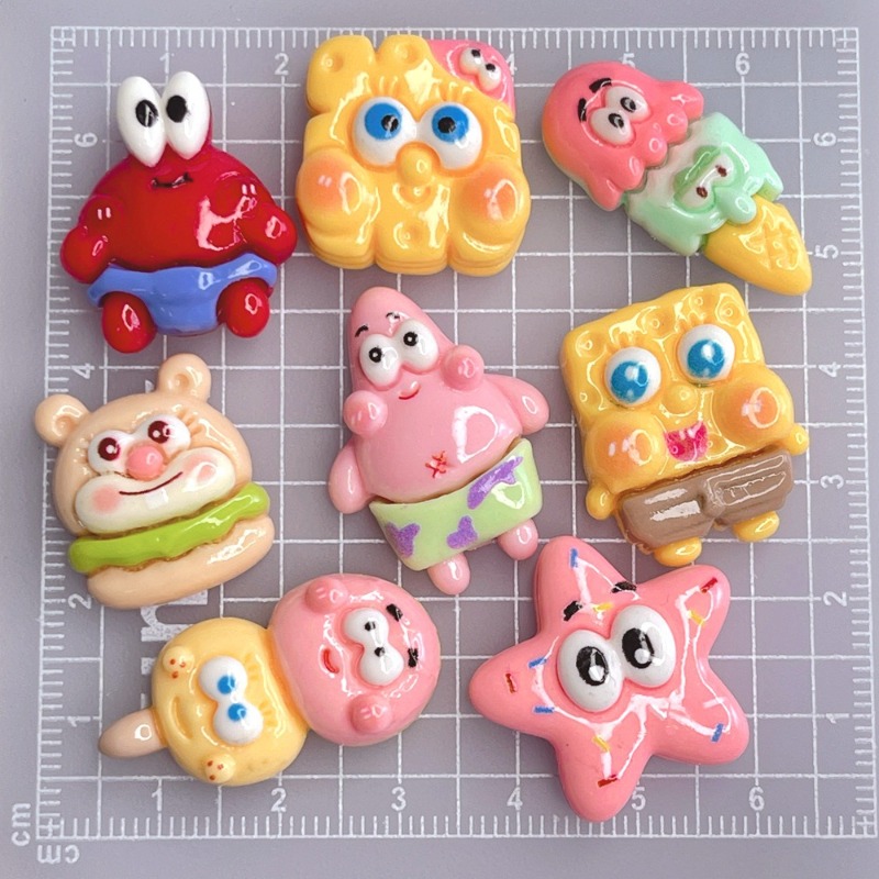 Resin Art Phone Case - 8PCS Mainan Resin Seri SpongeBob SquarePants