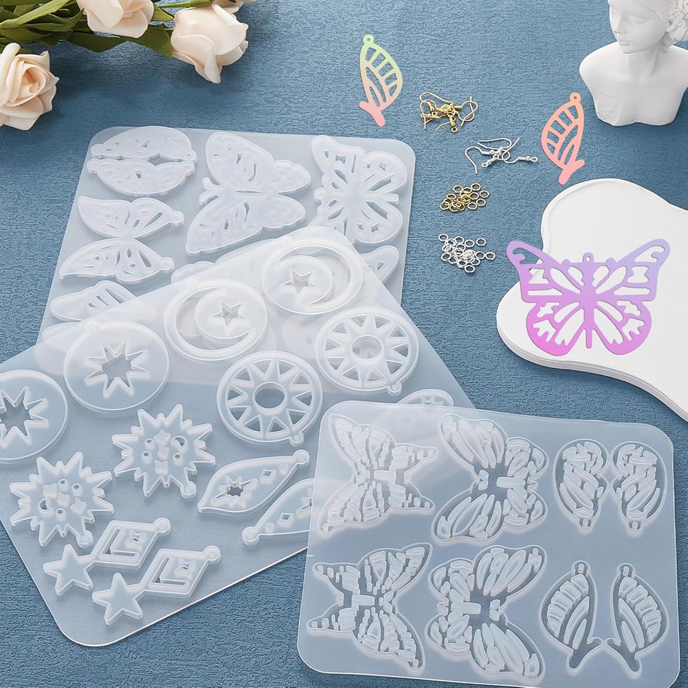 Resin Art Earrings Kit - A95D-143Pcs Kit Cetakan Anting Resin Cetakan