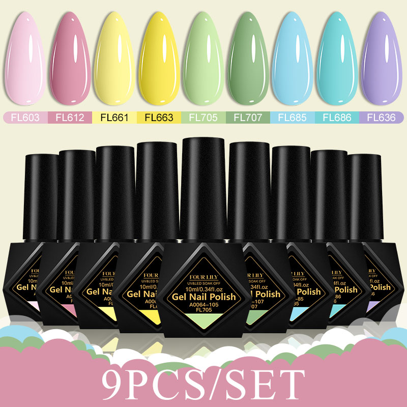 9 Buah Set Cat Kuku Gel 10Ml M - Resin Art Purple ulasan dan harga