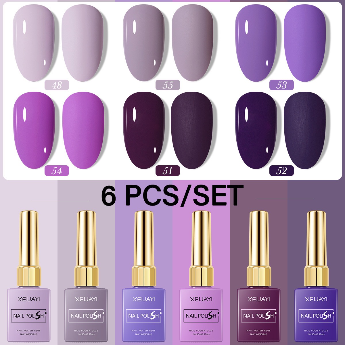 6 Buah/Set 15Ml Cat Kuku Gel 6 - Resin Art Purple ulasan dan harga