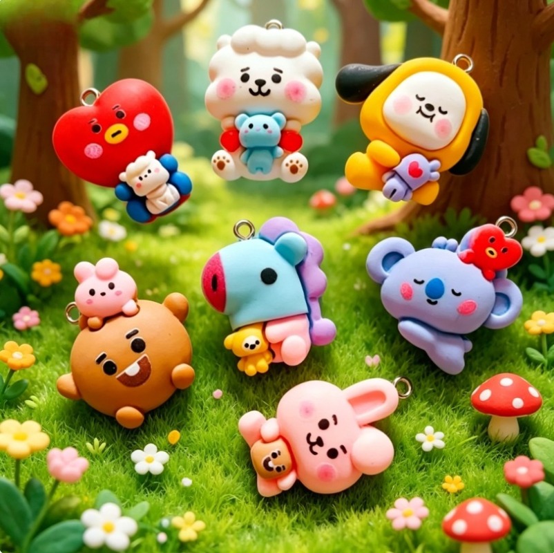 7pcs BT21 Resin Kartun Charm A - Resin Art Box ulasan dan harga